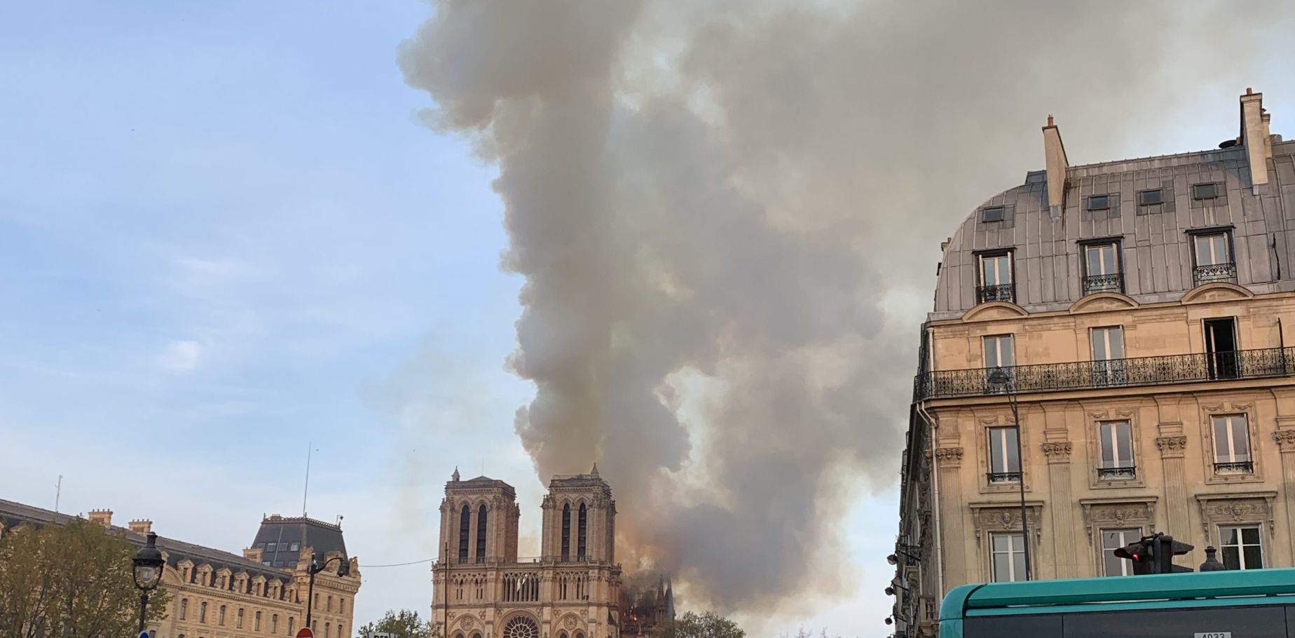 Notre Dame de Paris on fire on April 15th 2019