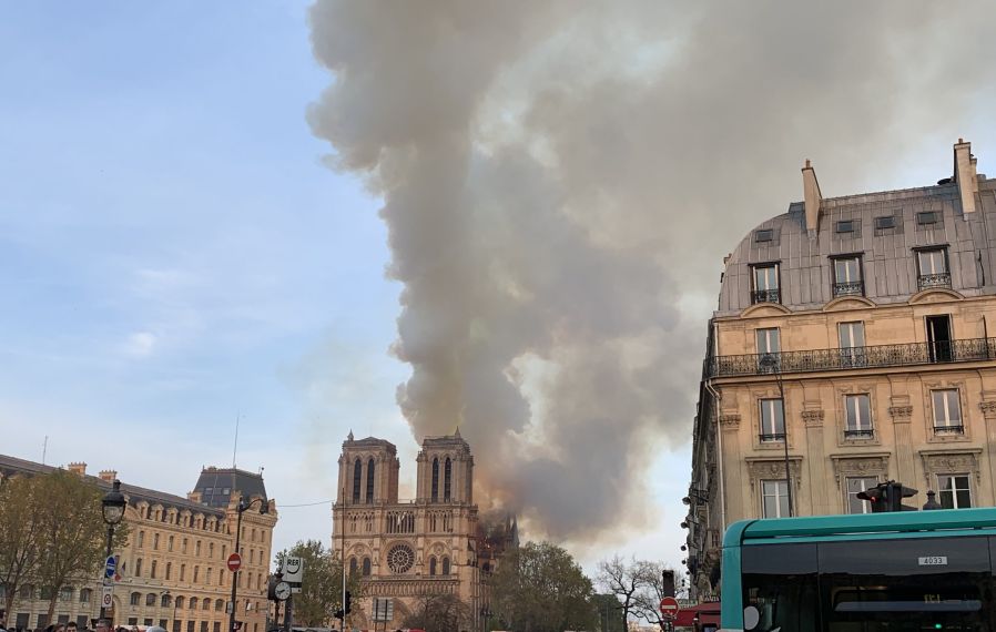 Notre Dame de Paris on fire on April 15th 2019