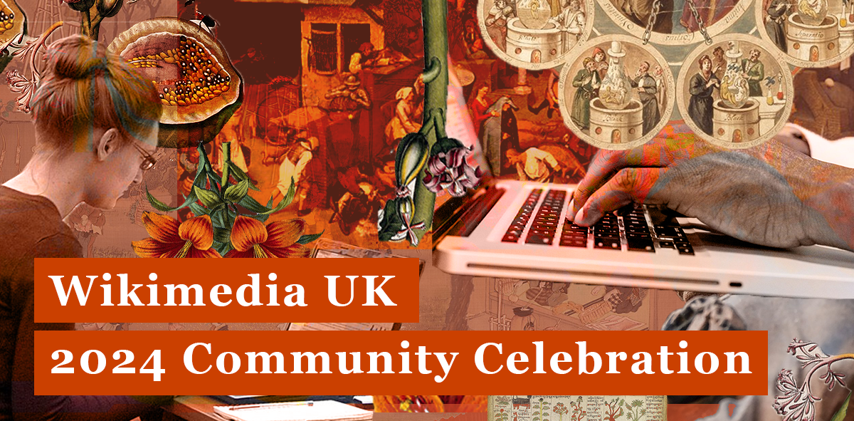 Collage of red toned images from Wikimedia Commons, mostly illustrations with two photos of people typing.
