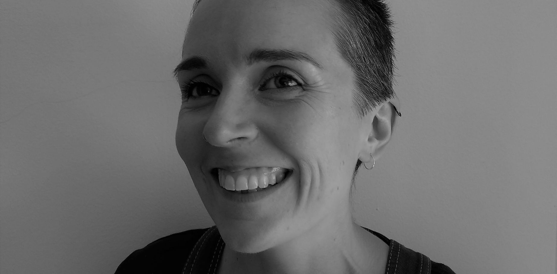 Black and white photo of Gemma Coleman