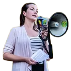 Woman with a megaphone