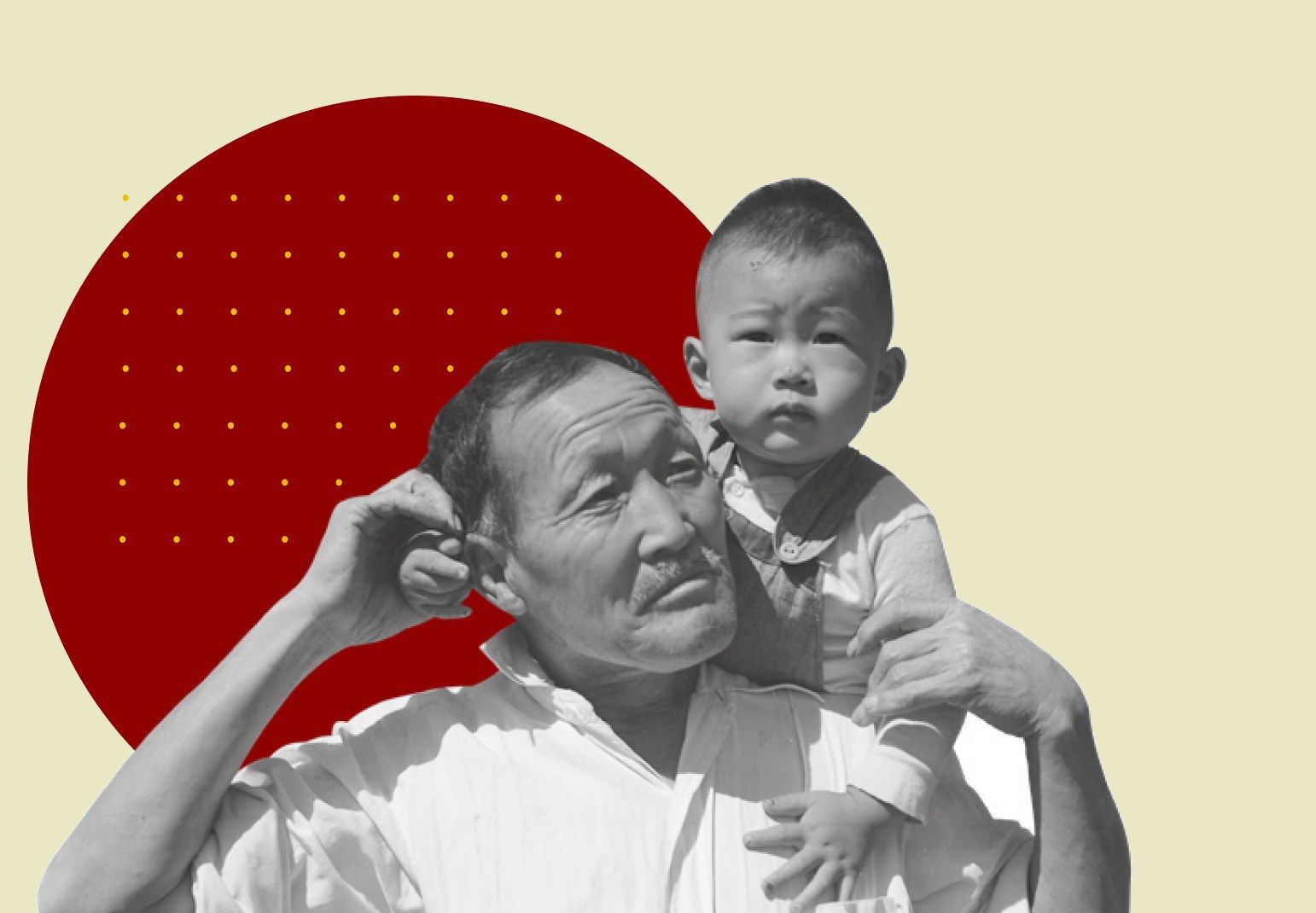 A man with a child on his shoulders