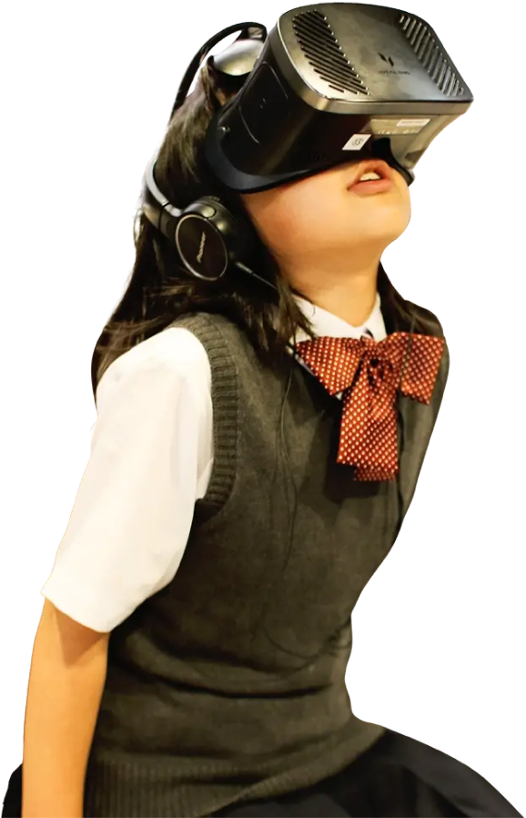 A girl wearing a VR headset