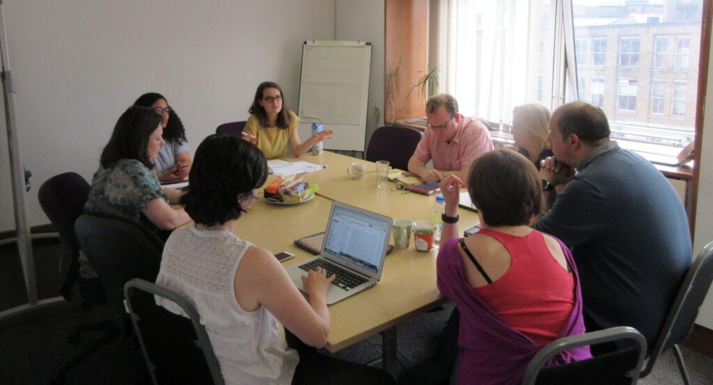 Wikimedia UK evaluation panel, June 2016. Photo by Wolliff (WMUK) CC BY-SA 4.0