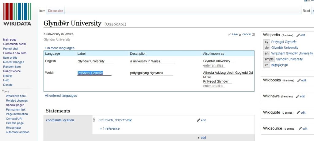 Welsh can easily be added to any Wikidata label